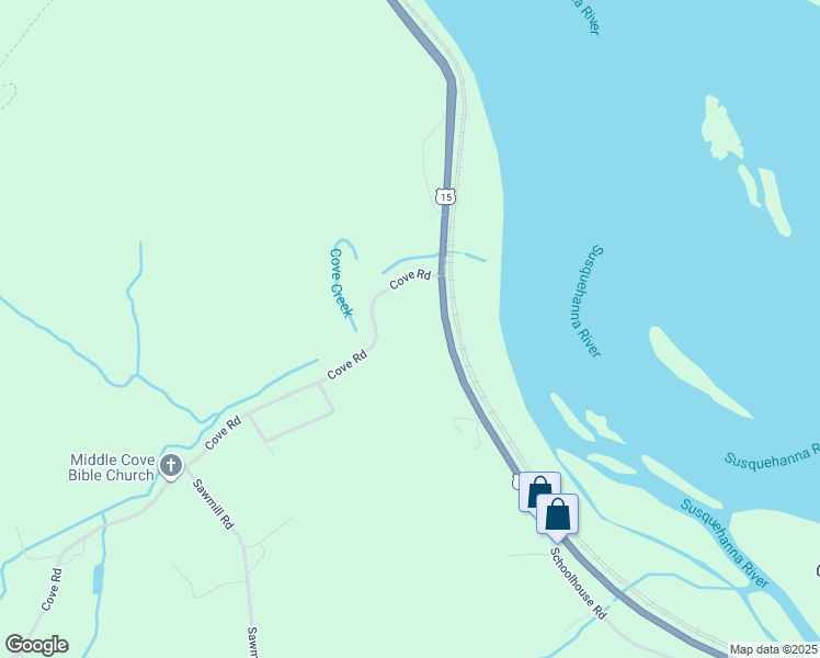 map of restaurants, bars, coffee shops, grocery stores, and more near 25 Cove Rd in Duncannon