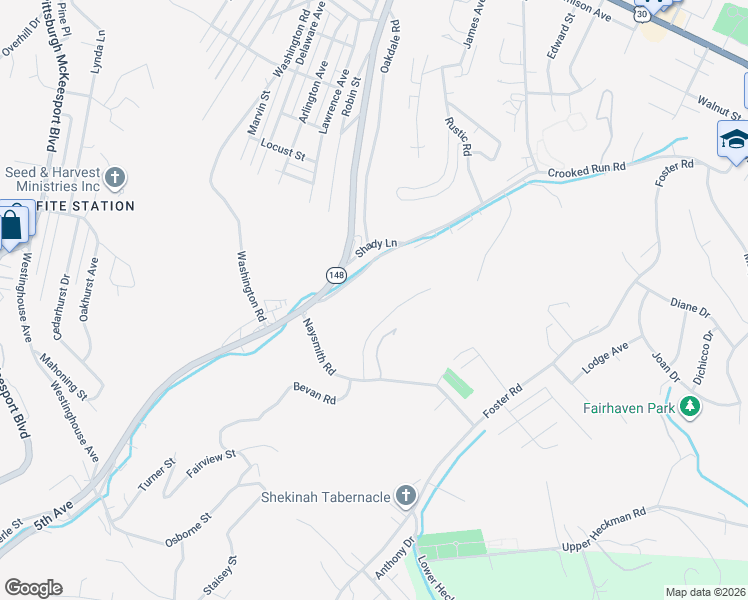 map of restaurants, bars, coffee shops, grocery stores, and more near 3705 Bevan Road in North Versailles