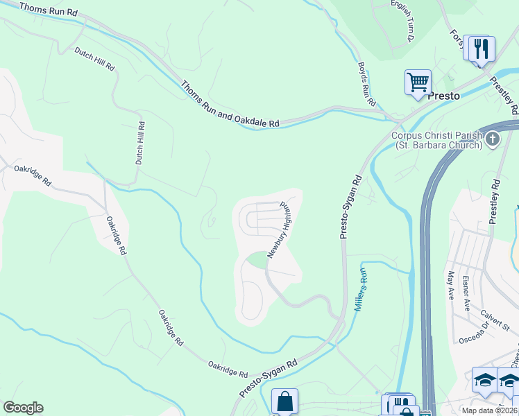 map of restaurants, bars, coffee shops, grocery stores, and more near 1308 Village Lane in Oakdale