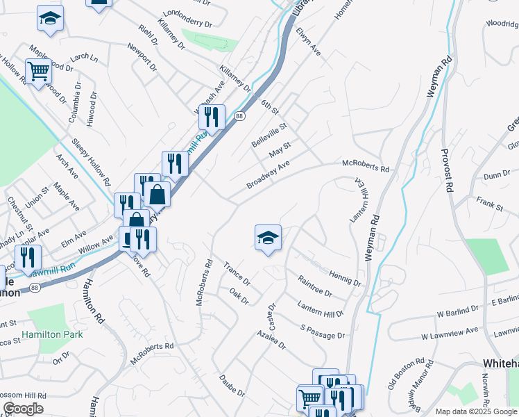 map of restaurants, bars, coffee shops, grocery stores, and more near 4003 Belmont Lane in Pittsburgh
