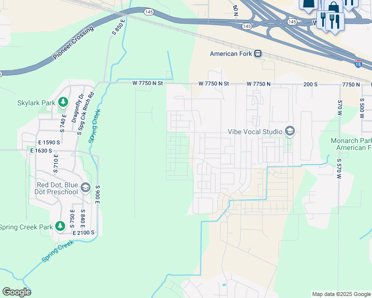 map of restaurants, bars, coffee shops, grocery stores, and more near 412 South 1110 West in American Fork