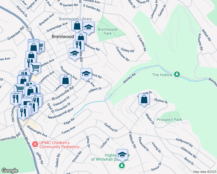 map of restaurants, bars, coffee shops, grocery stores, and more near 302 East Willock Road in Pittsburgh
