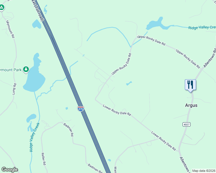 map of restaurants, bars, coffee shops, grocery stores, and more near 1826 Lower Rocky Dale Road in Green Lane