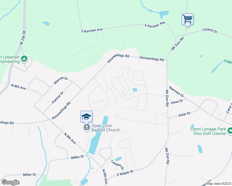 map of restaurants, bars, coffee shops, grocery stores, and more near 830 Briar Rose Avenue in Lebanon