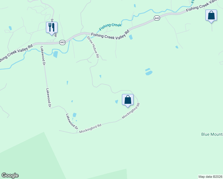 map of restaurants, bars, coffee shops, grocery stores, and more near 2405 Mockingbird Road in Harrisburg