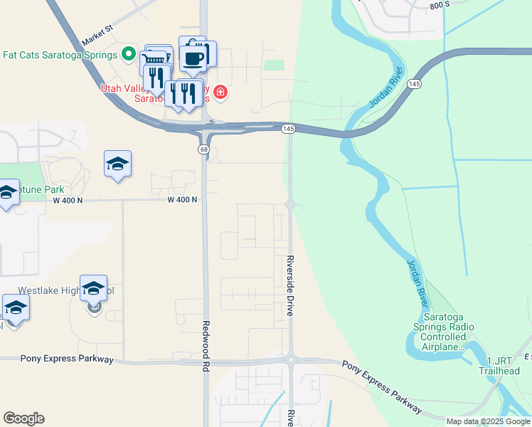 map of restaurants, bars, coffee shops, grocery stores, and more near 373 North Colonnade Road in Saratoga Springs