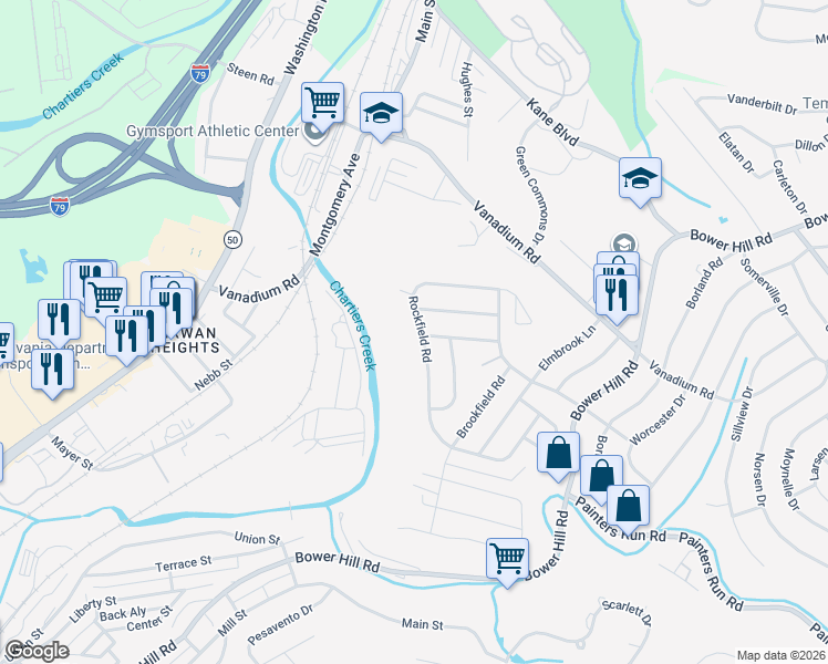 map of restaurants, bars, coffee shops, grocery stores, and more near 311 Rockfield Road in Pittsburgh
