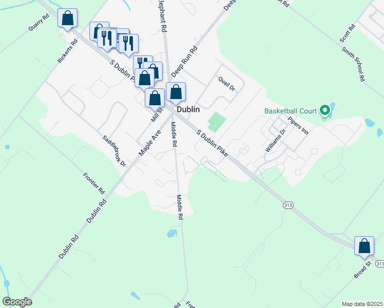 map of restaurants, bars, coffee shops, grocery stores, and more near 111 Parkside Drive in Dublin