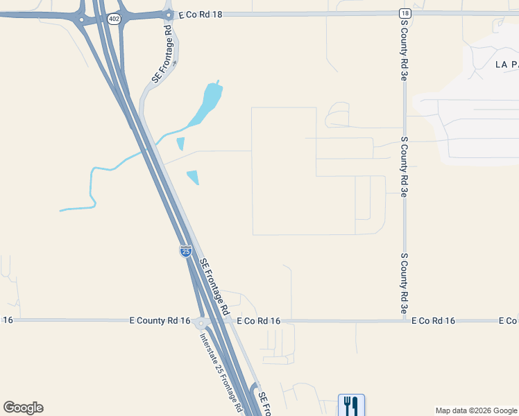 map of restaurants, bars, coffee shops, grocery stores, and more near 5387 East Co Road 16 in Loveland