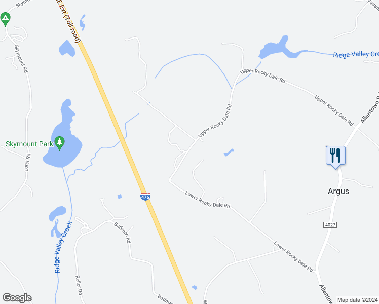 map of restaurants, bars, coffee shops, grocery stores, and more near 1830 Lower Rocky Dale Road in Green Lane