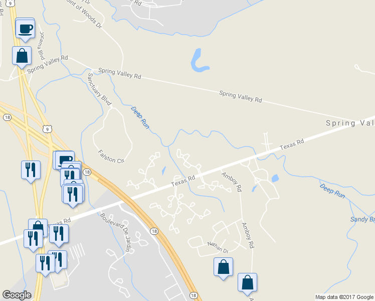map of restaurants, bars, coffee shops, grocery stores, and more near 50 Portland Place in Marlboro Township