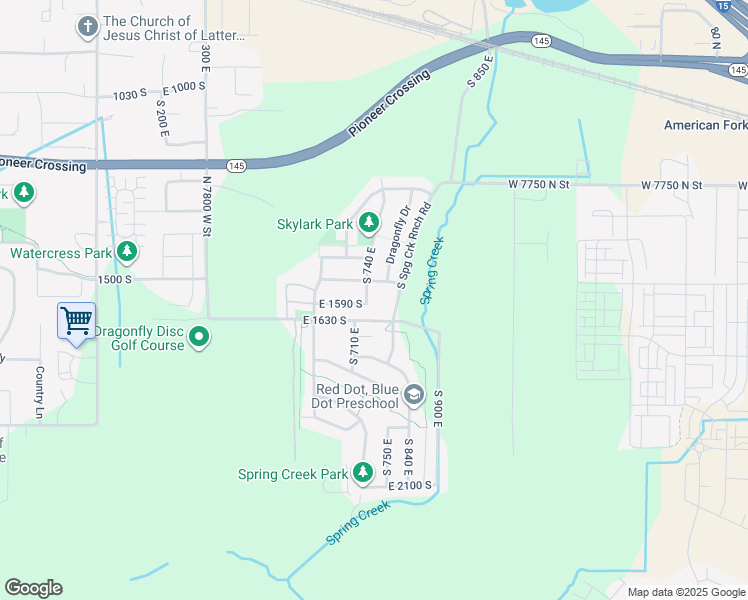map of restaurants, bars, coffee shops, grocery stores, and more near 1579 South 740 East in Lehi