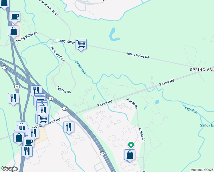 map of restaurants, bars, coffee shops, grocery stores, and more near 50 Portland Place in Marlboro Township