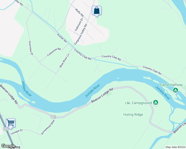 map of restaurants, bars, coffee shops, grocery stores, and more near 42 Chris Lane in Mount Union