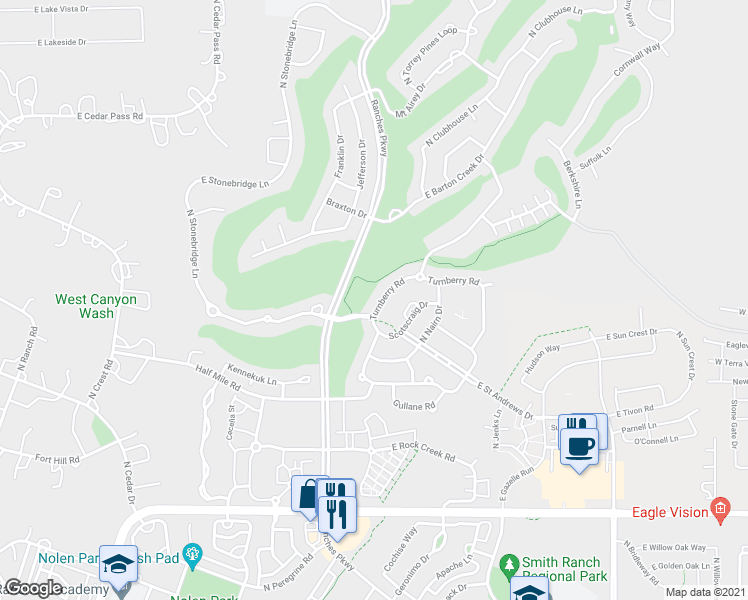 map of restaurants, bars, coffee shops, grocery stores, and more near 8467 Turnberry Road in Eagle Mountain