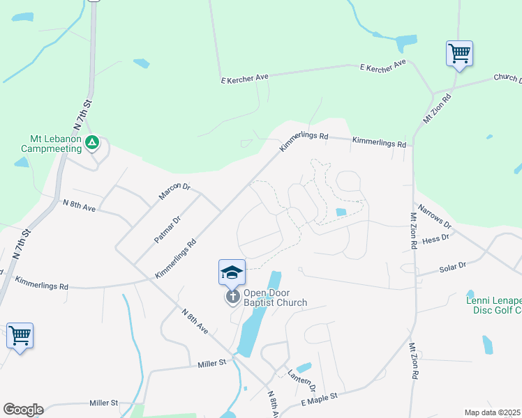 map of restaurants, bars, coffee shops, grocery stores, and more near 565 Bella May Circle in Lebanon