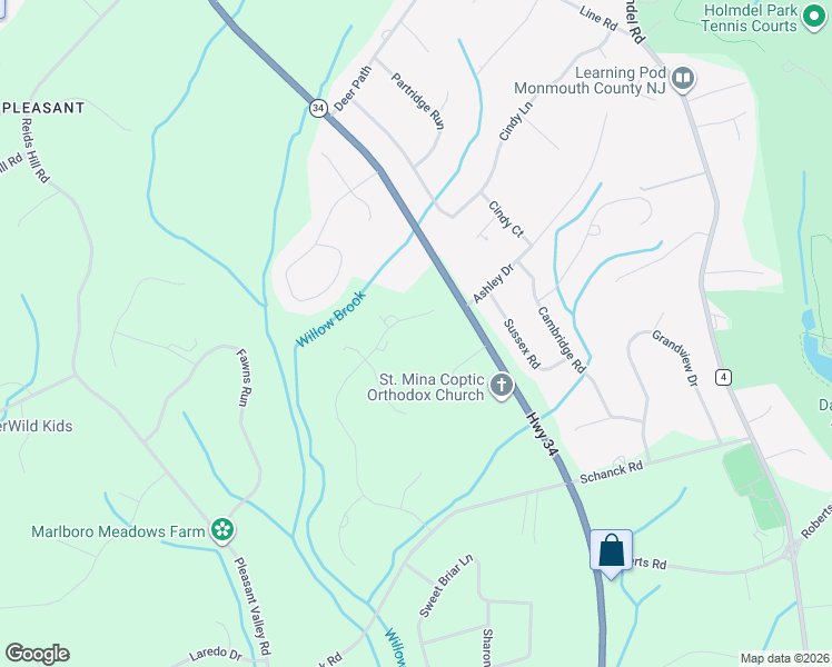 map of restaurants, bars, coffee shops, grocery stores, and more near 26 Tiberon Drive in Holmdel