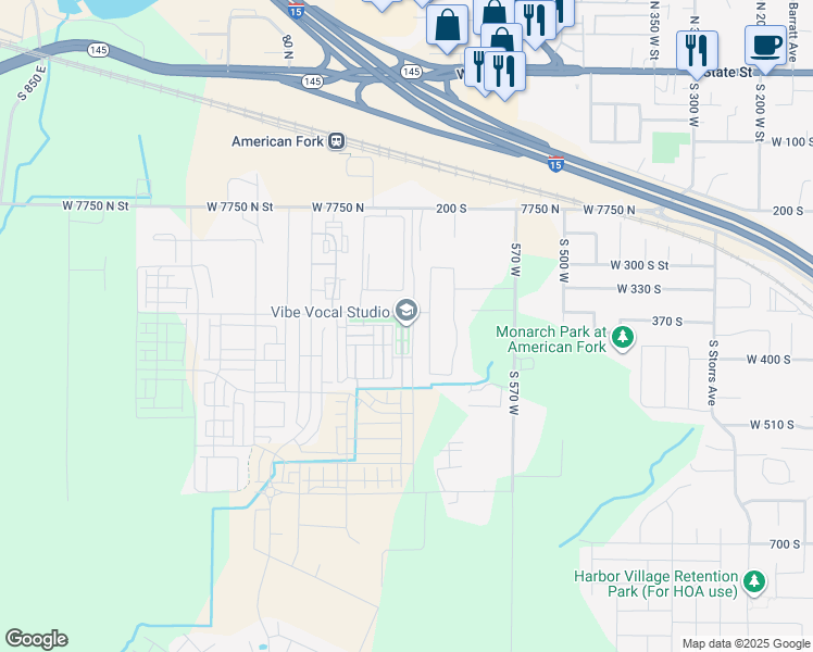 map of restaurants, bars, coffee shops, grocery stores, and more near 378 South 700 WEST in American Fork
