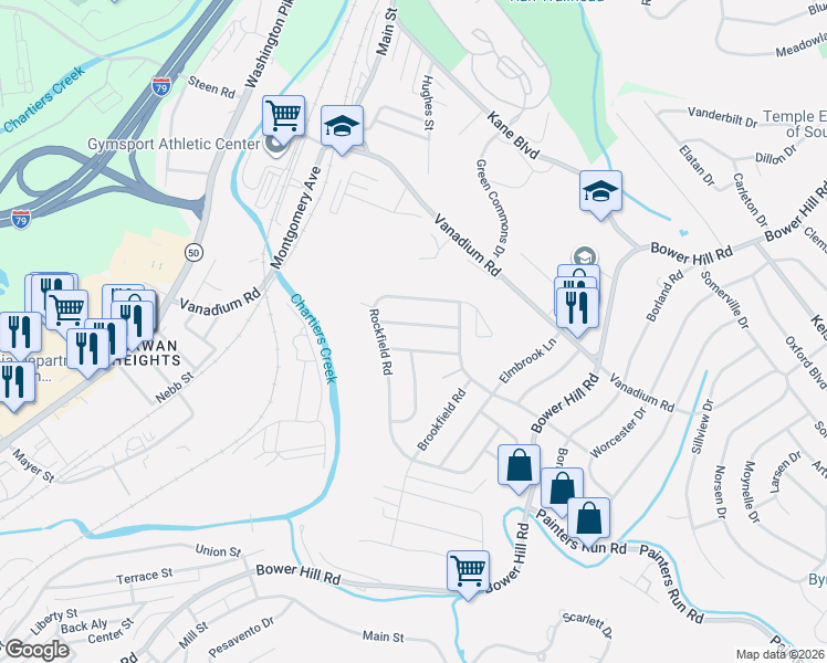 map of restaurants, bars, coffee shops, grocery stores, and more near 2028 Sunnydale Road in Pittsburgh