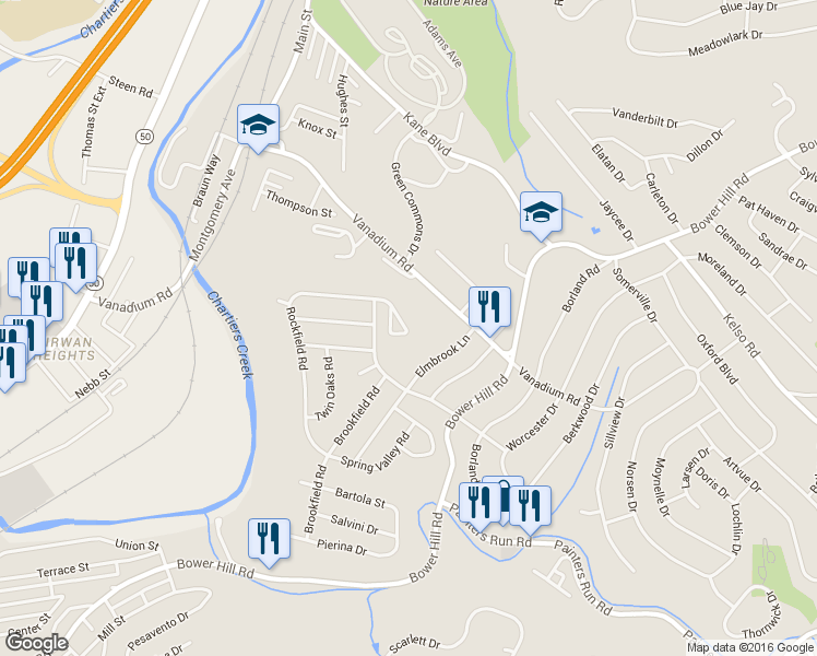 map of restaurants, bars, coffee shops, grocery stores, and more near 300 Rockfield Cir in Pittsburgh