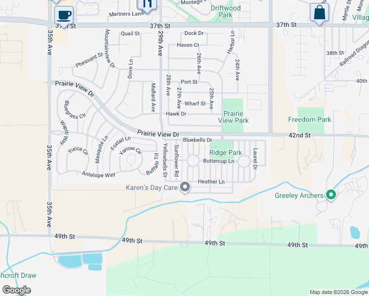 map of restaurants, bars, coffee shops, grocery stores, and more near 4208 Rockcress Road in Evans
