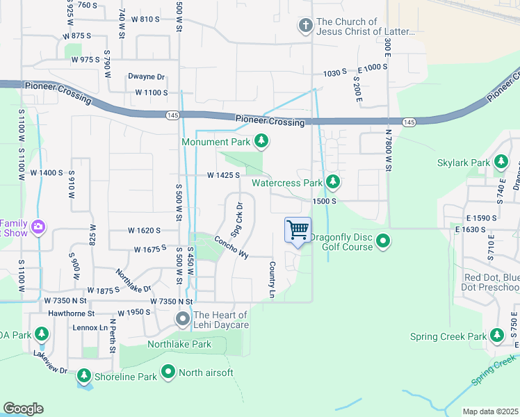 map of restaurants, bars, coffee shops, grocery stores, and more near 1525 South 270 West Loop in Lehi