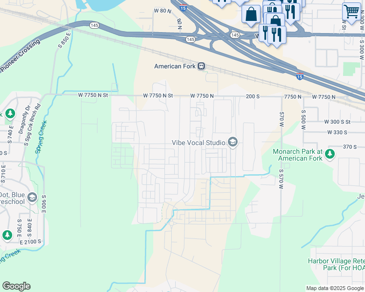 map of restaurants, bars, coffee shops, grocery stores, and more near 7501 North 6800 West in American Fork