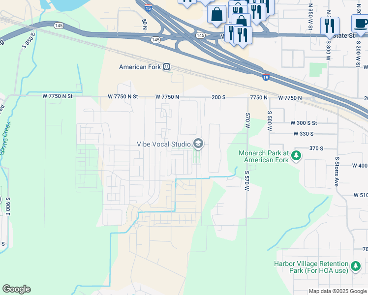 map of restaurants, bars, coffee shops, grocery stores, and more near 752 West Bronze Leaf Rd in American Fork