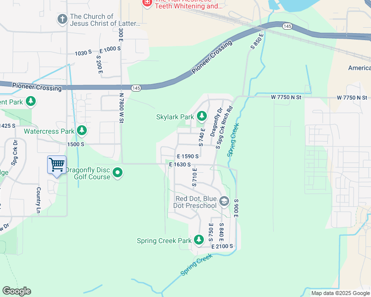 map of restaurants, bars, coffee shops, grocery stores, and more near 666 East 1530 South in Lehi