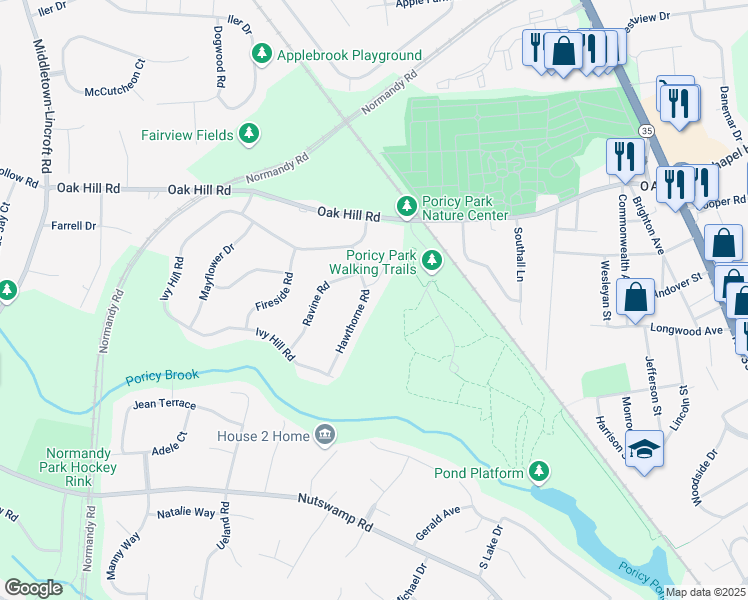 map of restaurants, bars, coffee shops, grocery stores, and more near 19 Hawthorne Road in Red Bank