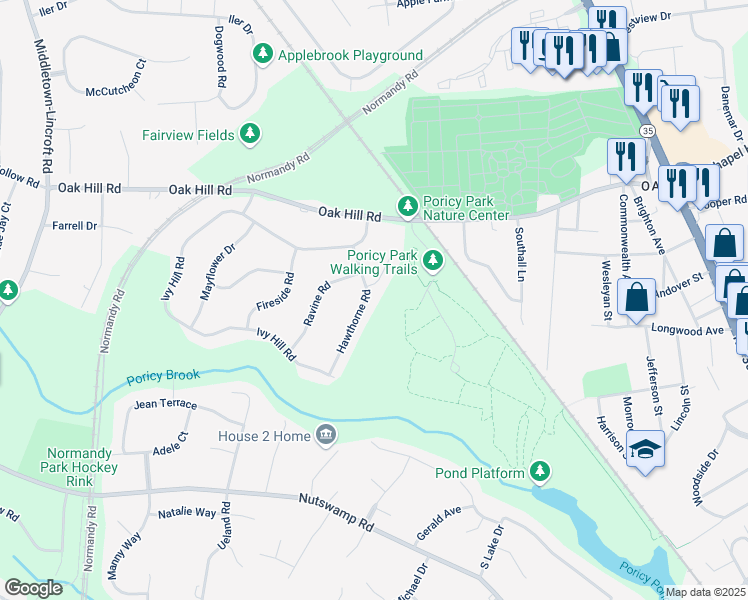 map of restaurants, bars, coffee shops, grocery stores, and more near 19 Hawthorne Road in Red Bank