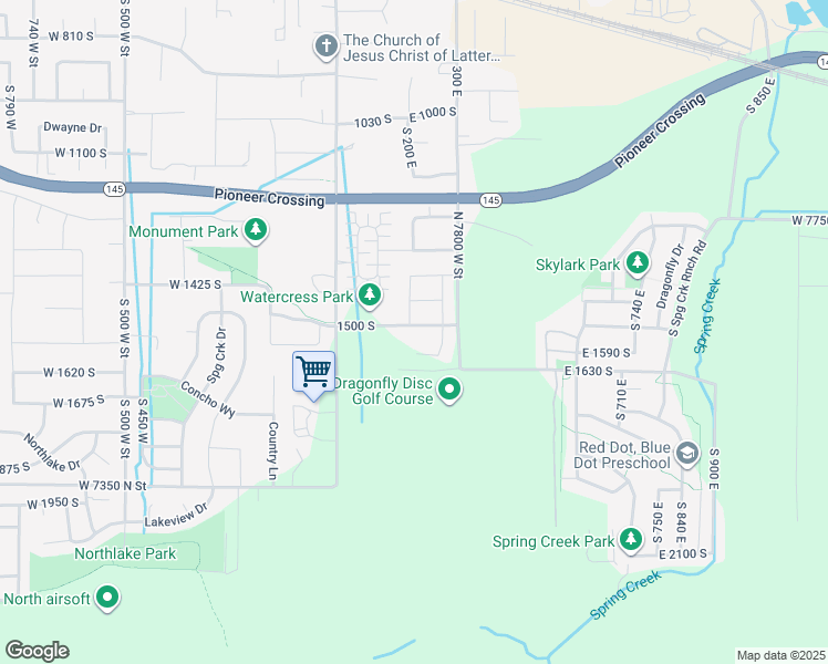 map of restaurants, bars, coffee shops, grocery stores, and more near 212 1500 South in Lehi