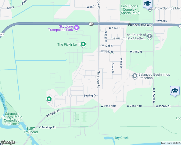 map of restaurants, bars, coffee shops, grocery stores, and more near 7529-7699 South 2300 West in Lehi