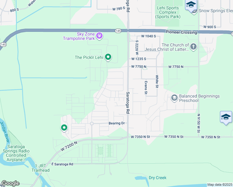 map of restaurants, bars, coffee shops, grocery stores, and more near 7529-7699 South 2300 West in Lehi