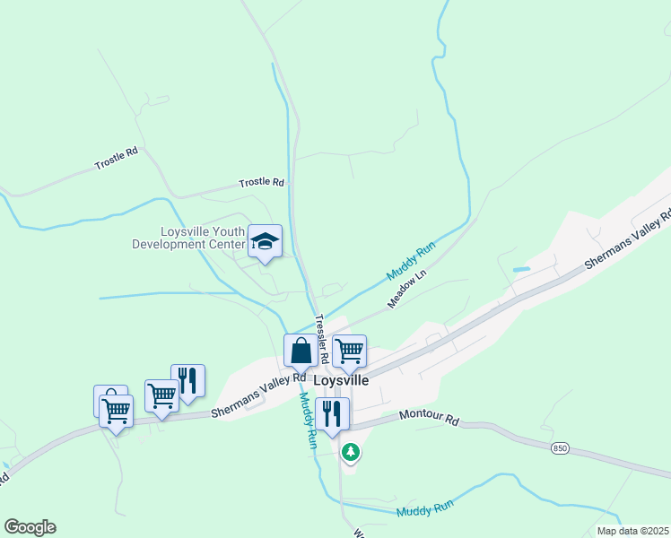 map of restaurants, bars, coffee shops, grocery stores, and more near 63 Tressler Road in Loysville