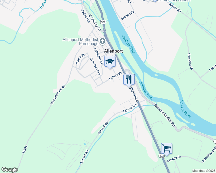 map of restaurants, bars, coffee shops, grocery stores, and more near in Mount Union