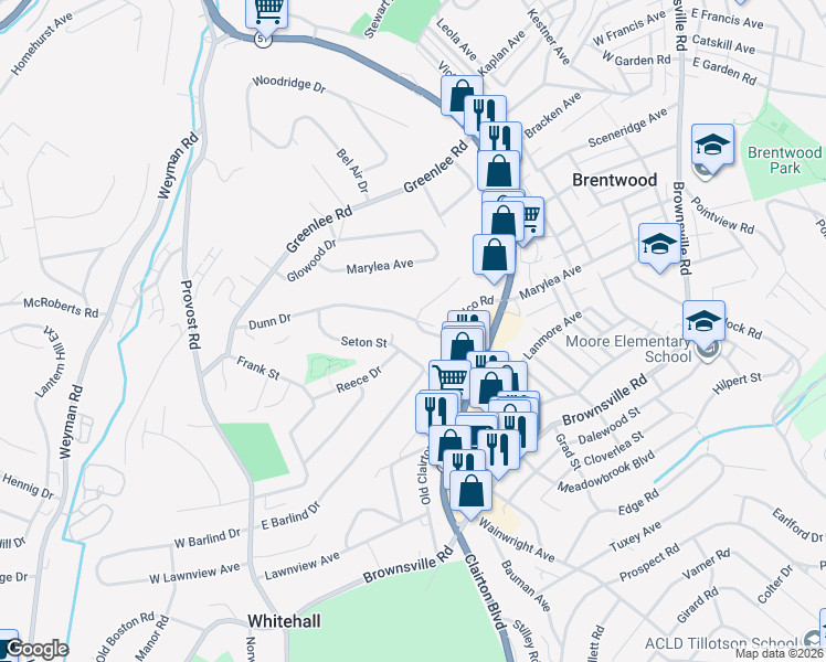 map of restaurants, bars, coffee shops, grocery stores, and more near 4270 Seton Street in Pittsburgh