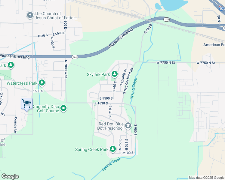 map of restaurants, bars, coffee shops, grocery stores, and more near 721 East 1530 South in Lehi