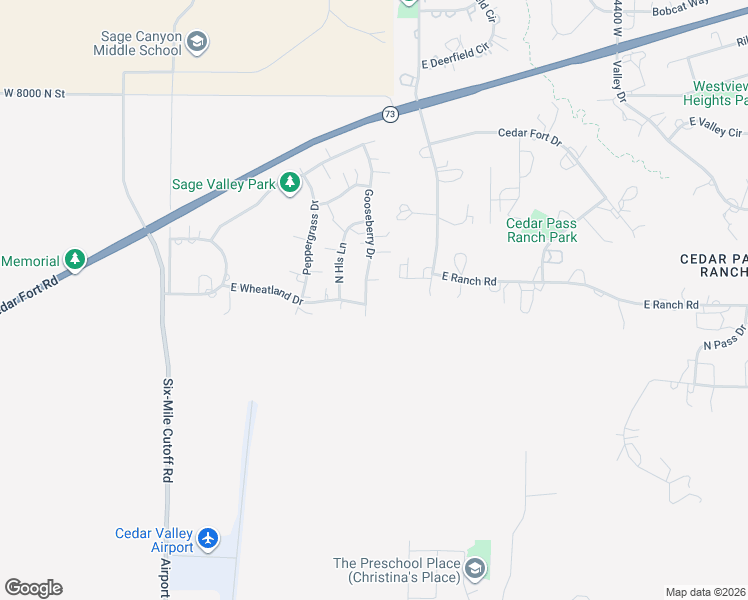 map of restaurants, bars, coffee shops, grocery stores, and more near 8538 Gooseberry Drive in Eagle Mountain