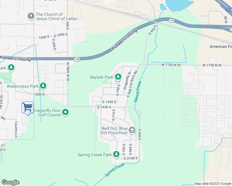 map of restaurants, bars, coffee shops, grocery stores, and more near 721 East 1530 South in Lehi
