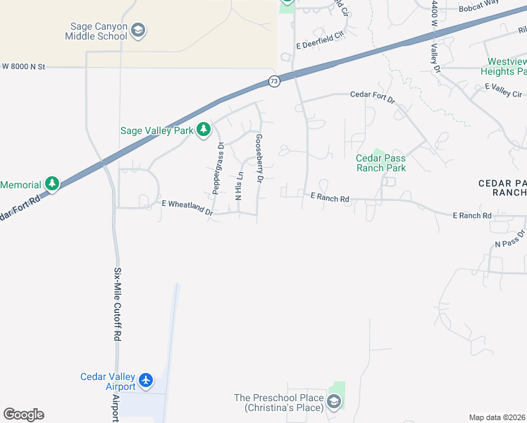 map of restaurants, bars, coffee shops, grocery stores, and more near 8538 Gooseberry Drive in Eagle Mountain