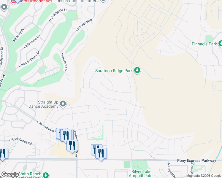 map of restaurants, bars, coffee shops, grocery stores, and more near 1806 Olympus Drive in Eagle Mountain