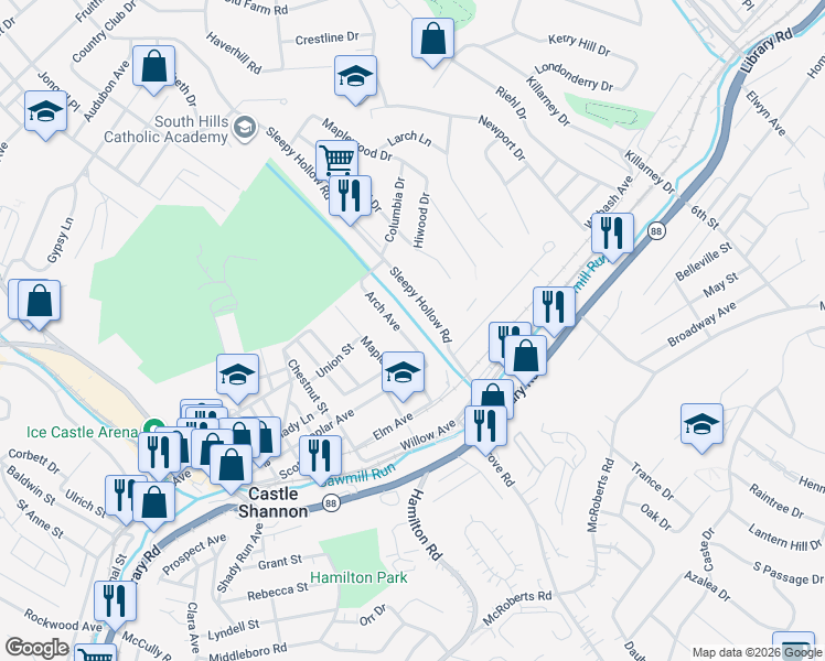 map of restaurants, bars, coffee shops, grocery stores, and more near 971 Arch Avenue in Pittsburgh