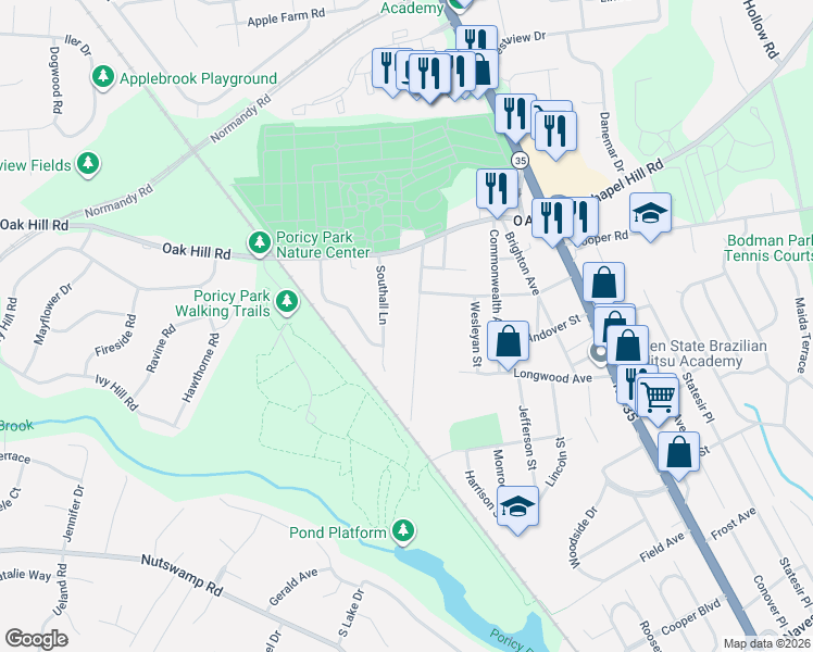 map of restaurants, bars, coffee shops, grocery stores, and more near 33 Princeton Street in Red Bank