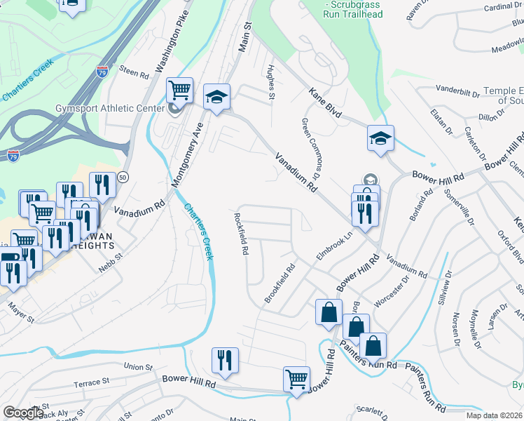 map of restaurants, bars, coffee shops, grocery stores, and more near 2028 Sunnydale Road in Pittsburgh