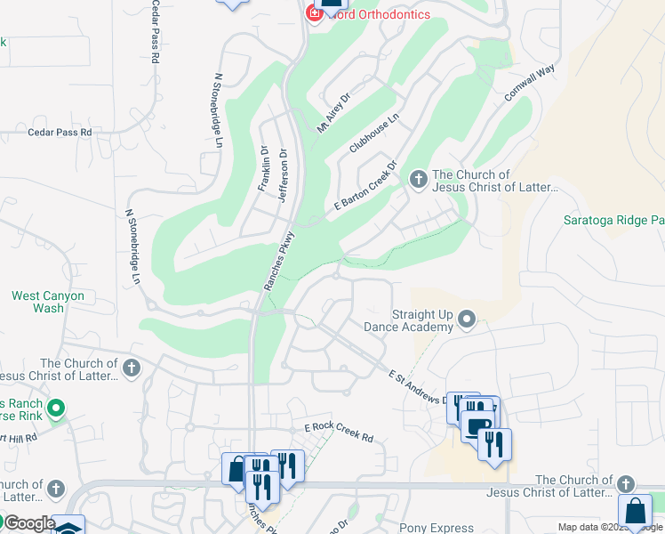 map of restaurants, bars, coffee shops, grocery stores, and more near 8551 Cunning Hill Drive in Eagle Mountain