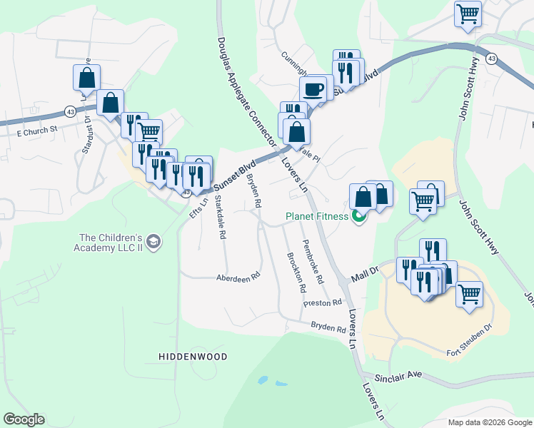 map of restaurants, bars, coffee shops, grocery stores, and more near 184 Aberdeen Road in Steubenville