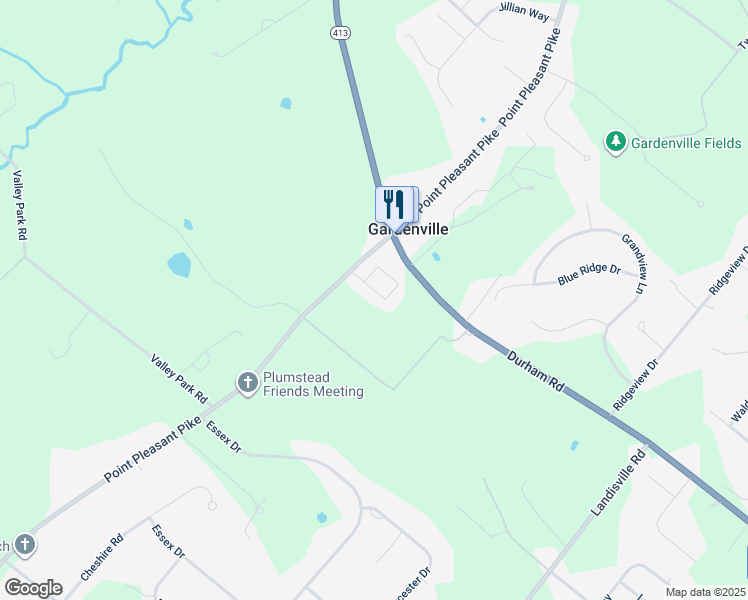 map of restaurants, bars, coffee shops, grocery stores, and more near 4702 Plough Tavern Road in Doylestown