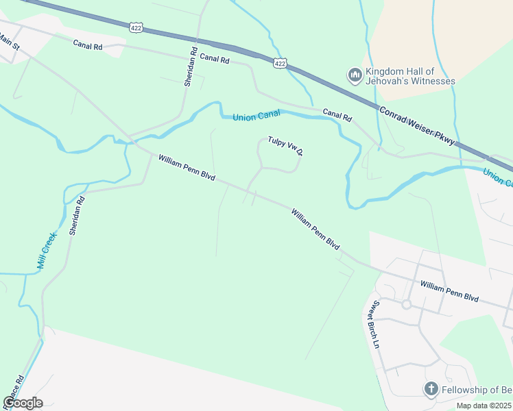 map of restaurants, bars, coffee shops, grocery stores, and more near 986 William Penn Boulevard in Womelsdorf