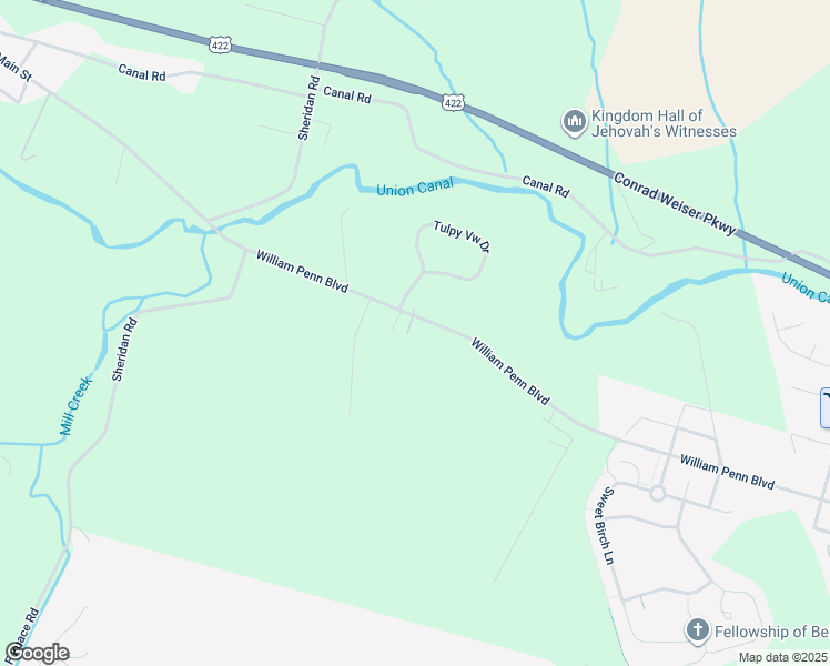 map of restaurants, bars, coffee shops, grocery stores, and more near 986 William Penn Boulevard in Womelsdorf